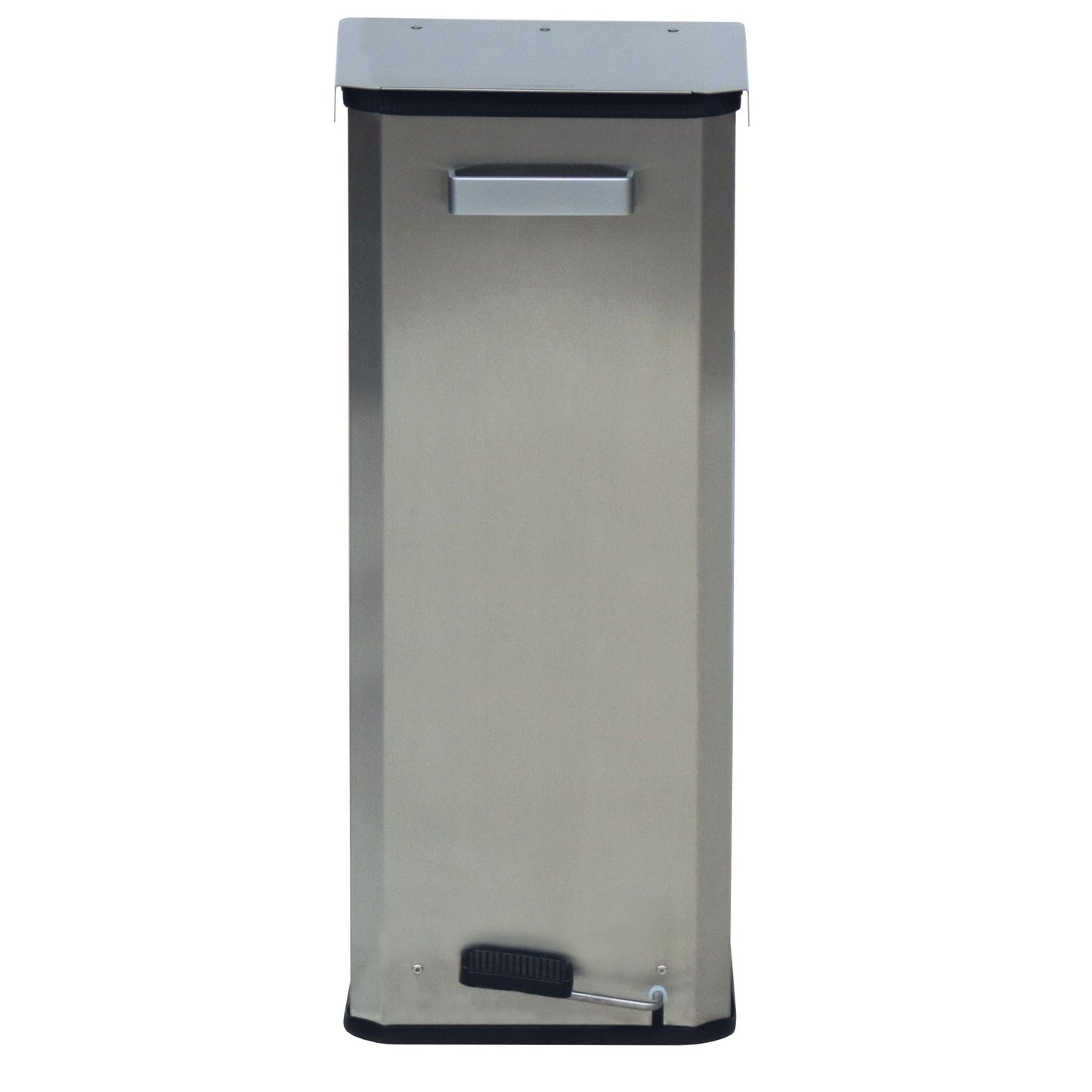 The Novocal closed waste collector made of stainless steel (70 liters) features a pedal mechanism for hands-free use and is ideal for modern spaces.
