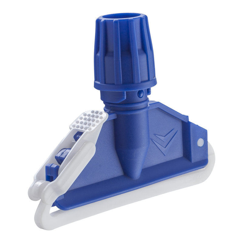 Der Haug Bürsten KG KENTUCKY MOPHALTER, KUNSTSTOFF 170X45MM (ohne Stiel) verfügt über einen zylindrischen Anschluss, einen Hebelmechanismus und eine abgewinkelte Basis - ideal für eine effiziente Bodenreinigung. Das blau/weiße Design hält die Mopps sicher.