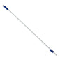 The Haug Bürsten KG FIBERGLASS HANDLE, HOSE CONNECTION 1450MM, FOR GARDENA HOSE CONNECTION is a white fiberglass handle with blue grips and metal tips, with a length of 1450 mm, on a white background.
