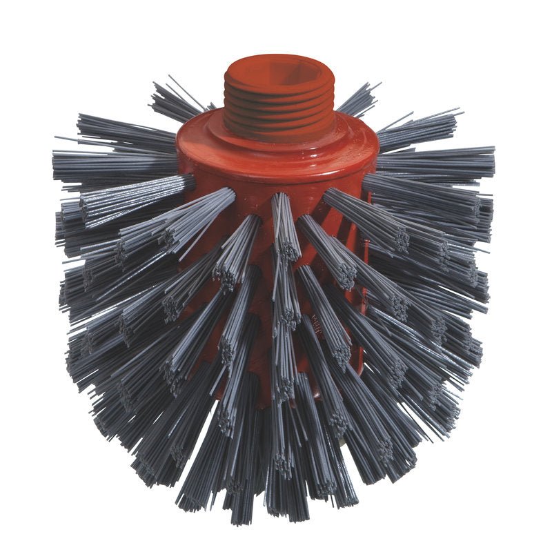 The METAL DETECT WOLFBÜRSTE from Haug Bürsten KG is a cylindrical, gray PBT brush (135xØ120mm) with hard, Ø0.60mm thick bristles and a threaded attachment for fastening - ideal for use in the food industry.