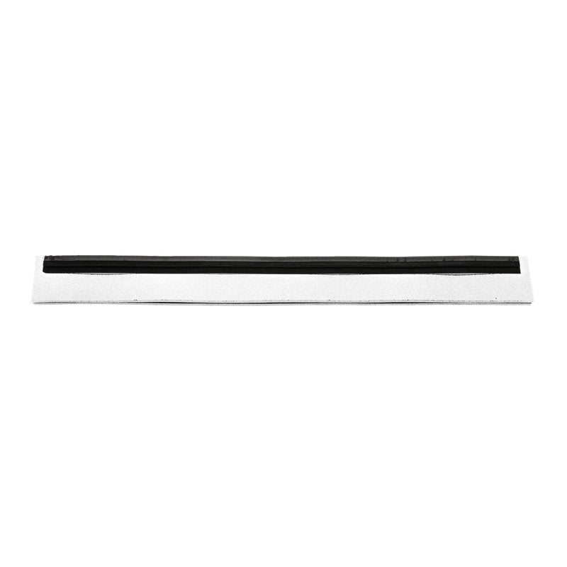 The REPLACEMENT RUBBER LIP, single-lipped, food-safe (420x20x22mm) from Haug Bürsten KG is characterized by a single white rectangular strip with a narrow black rubber seal running centrally.
