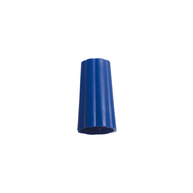 A Haug Bürsten KG OUTER NUT Ø 21+22MM, blue plastic with a cylindrical, slightly tapered shape and 22mm outer diameter, depicted against a plain white background.