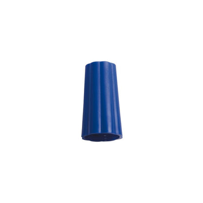 A Haug Bürsten KG OUTER NUT Ø 21+22MM, blue plastic with a cylindrical, slightly tapered shape and 22mm outer diameter, depicted against a plain white background.