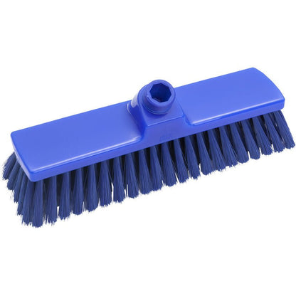 Tá brístí boga agus nascadh lárnach maide ag an mBESEN, UNGESCHL. ø 0,25MM WEICH 300X70X50MM ó Haug Bürsten KG i gorm. Tá an scuab dronuilleogach curtha i láthair ar chúlra bán.