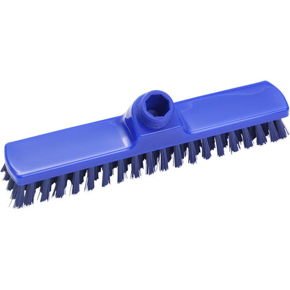 The WIPER, ø 0.50 MM HARD, 280x50x26 MM from Haug Bürsten KG is a blue, rectangular brush head with stiff bristles and a central socket, ideal for effective cleaning of floors and surfaces in the household.
