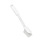 The Haug Narrow Nylon Dish Brush Medium Hard White by Haug Bürsten KG is a white plastic cleaning brush with durable nylon bristles and a long handle with a hanging hole, ideal for professional cleaning. Size: 255 x 33 x 70 mm.