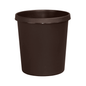 The Helit wastepaper basket with circumferential grip edge, brown (18 liters), is a simple, round, dark brown plastic waste bin from Helit with a slightly flared edge, depicted on a white background.
