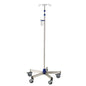 The Novocal Intensive Infusion Stand made of stainless steel (tube diameter 25/18 mm), with five castors, four hooks, and a transparent container, is ideal for use in medical facilities.