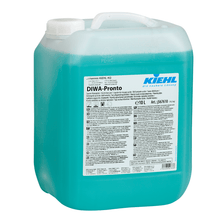 Kiehl DIWA-Pronto Acid Rinse Aid by Johannes Kiehl KG in a 10-liter container made of translucent plastic with a white screw cap and detailed label, developed for commercial dishwashers to ensure streak-free results.