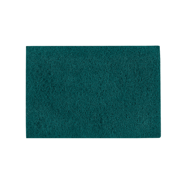 Taispeántar ceap gaineamhála dronuilleogach glas Kiehl-Woodmaster-Pad, gráinneacht 100 (35 x 55 cm, 10 bpíosa) de chuid Johannes Kiehl KG os comhair cúlra simplí bán.