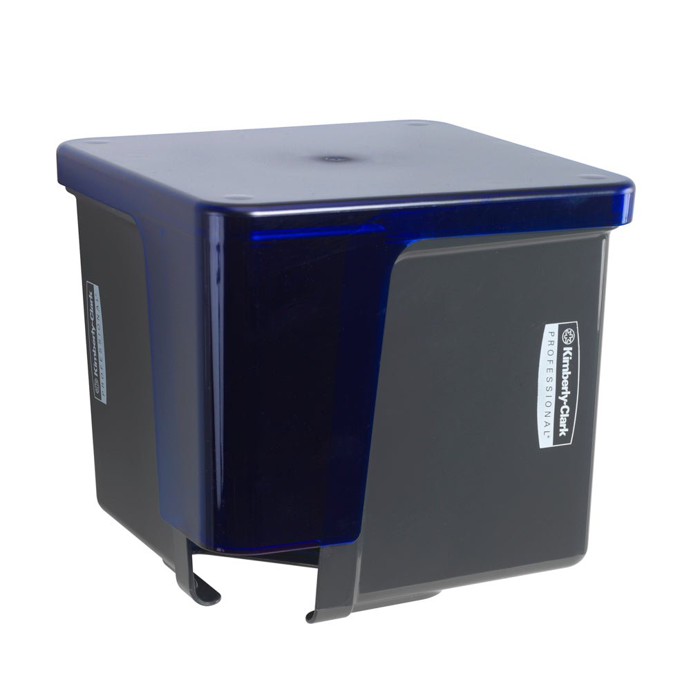 The Kimberly-Clark Professional™ wipe dispenser - quarter-folded in gray from Kimberly-Clark GmbH is a wall-mounted, rectangular dispenser for hygienic removal of quarter-folded wipes.