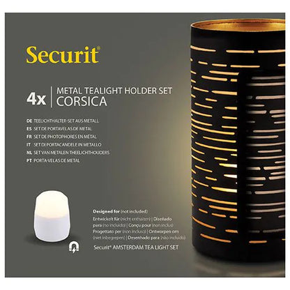 Papstar Securit® candle holder Ø 8 cm x 15 cm black/gold