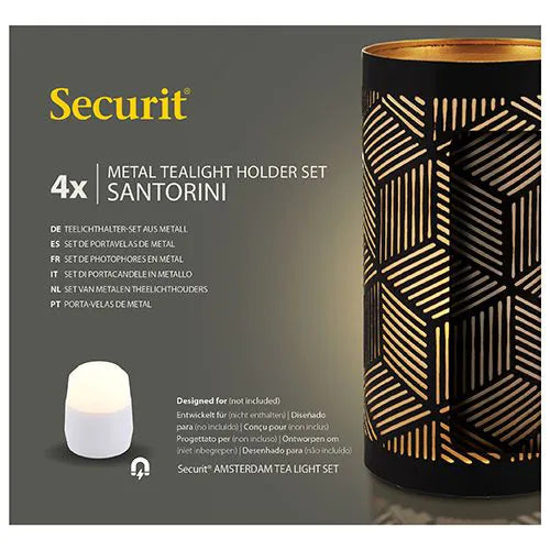 Papstar Securit® candle holder Ø 8 cm x 15 cm black/gold