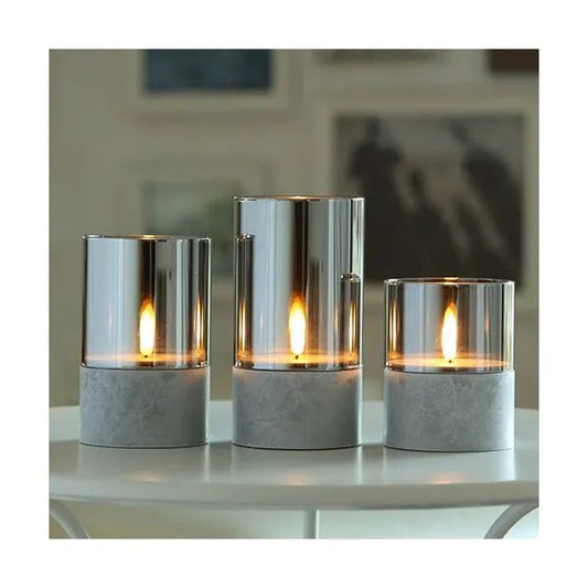 Papstar Securit® LED candle Ø 8 cm gray "Gracia"
