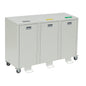 The Novocal recycling cabinet Series 3000 triple collector, made of plastic-coated steel sheet, offers three separate sections and makes waste separation for metal, combustible materials, and cans convenient and efficient.