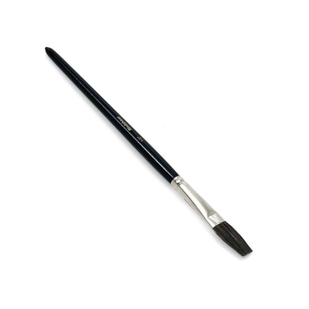 A single Nölle Profi Brush poster writer with a black handle, silver ferrules, and dark bristles made of pure cattle hair is depicted against a white background.