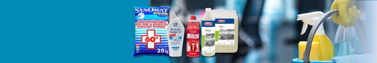Reinigungs- und Desinfektionsmittel für Sanitär-, WC- und Küchenbereiche mit professioneller Reinigungsanwendung.