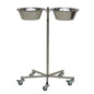 The Novocal bowl stand (700 x 600 x 800 mm) made of stainless steel offers two round bowls and stands on a stable base with five easy-running castors - perfect for gastronomy and maximum mobility.