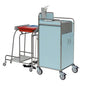 The Novocal station trolley with a stainless steel frame and all-around welded pipe connections is ideal for hospitals and care facilities.