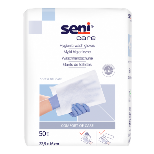 Seni Care washing gloves, unfortunate | Pack (50 pieces)