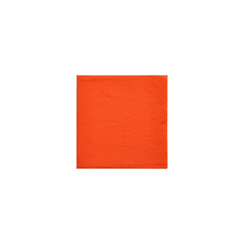 Die PAPSTAR „DAILY Collection“ Servietten 1/4-Falz, in der Größe 24 cm x 24 cm in Orange, ideal für nachhaltige Tischdekoration, ist mittig auf weißem Hintergrund platziert.