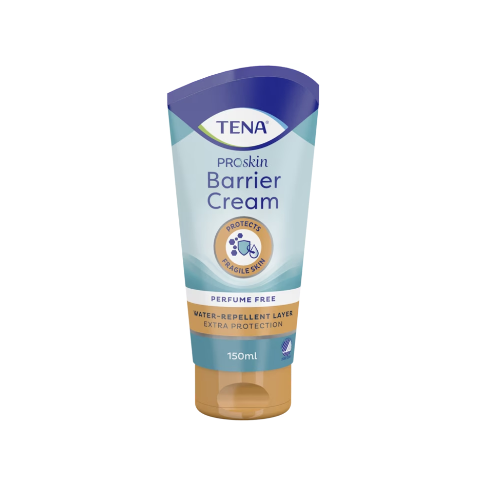 Feadán 100 ml de TENA Zink Cream le 10% ocsaíd since ó TENA – Essity Germany GmbH i ndearadh gorm-bheig. Léiríonn an lipéad go bhfuil an uachtar saor ó chumhrán, go gcruthaíonn sé sraith uisce-dhíonach agus go soláthraíonn sé cosaint bhreise do chraiceann íogair. Soláthraíonn an táirge seo cúram mín do cheantair íogaire.