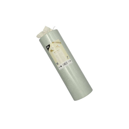 This rolled table runner in light green is part of the ROYAL Collection of PAPSTAR GmbH. It is labeled and stands upright on a white background. It is made from a PV-Tissue Mix, combining durability and style for your needs.