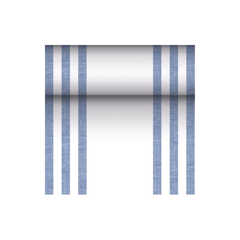 As part of the "ROYAL Collection" of PAPSTAR GmbH, this seamless pattern features vertical blue stripes on a white background. The PV-tissue mix ensures durability while maintaining elegance, with evenly distributed stripes creating a symmetrical and balanced appearance, making it perfect for any fabric-like table runner from PAPSTAR.