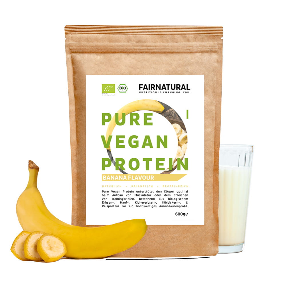 Organic vegan protein powder banana without soy