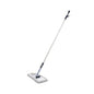 On a plain white background, there is a gray mop with a long handle and a rectangular cleaning pad depicted. The mop head, which is part of the Vileda SprayPro Stainless Steel Floor Cleaning System set by Vileda GmbH, features a fabric cover with a loop edge design, ideal for professional cleaners.