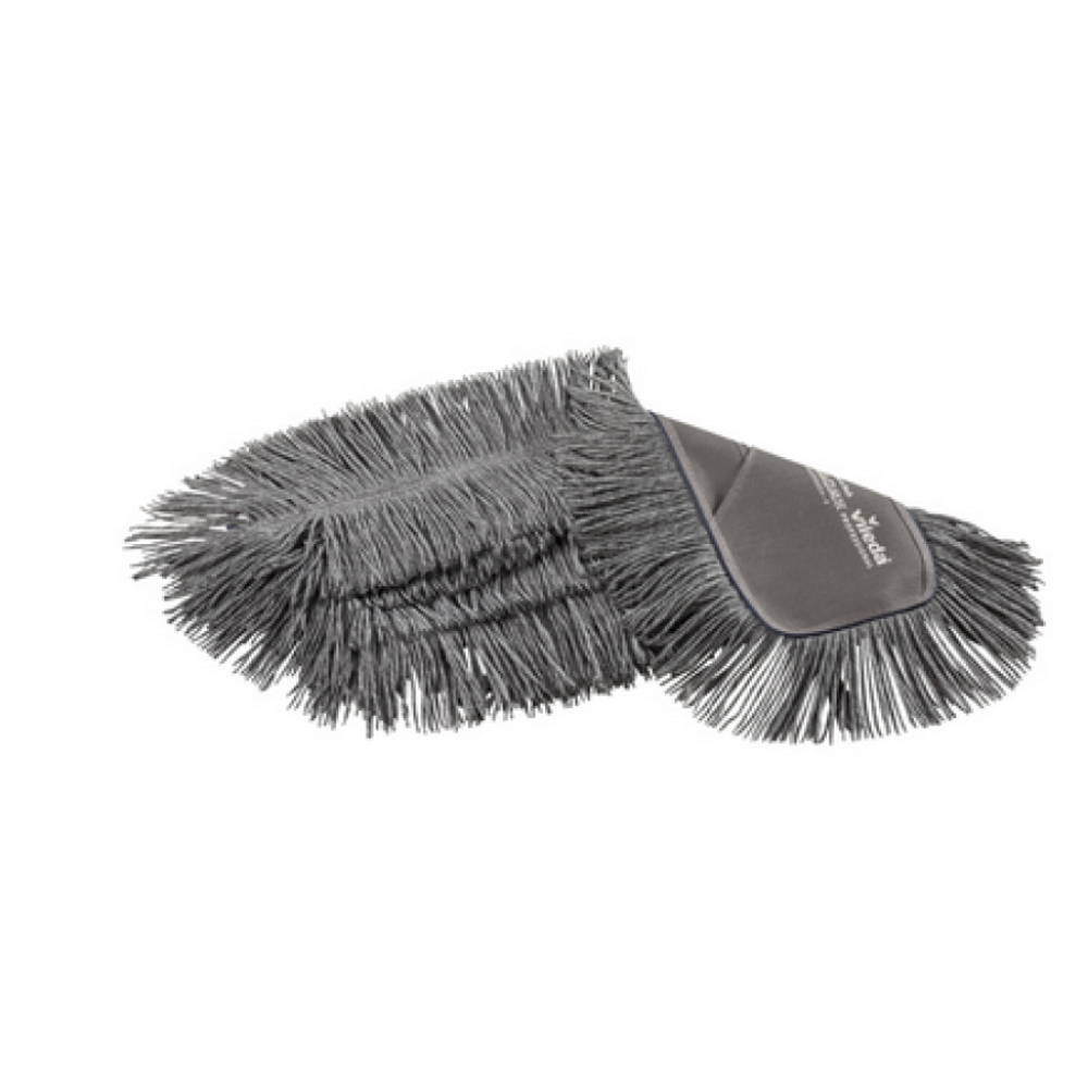 The Professional Mop Swep Single r-MicroTech Mop - 50 cm from Vileda GmbH features a gray microfiber cleaning glove made from recycled materials with long, soft fibers in a folded position.