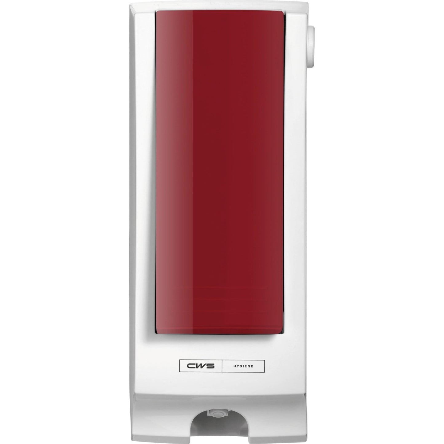 The CWS front panel for Paradise Seatcleaner is a white, wall-mounted dispenser with a striking red front and CWS branding, perfect for improving toilet hygiene.