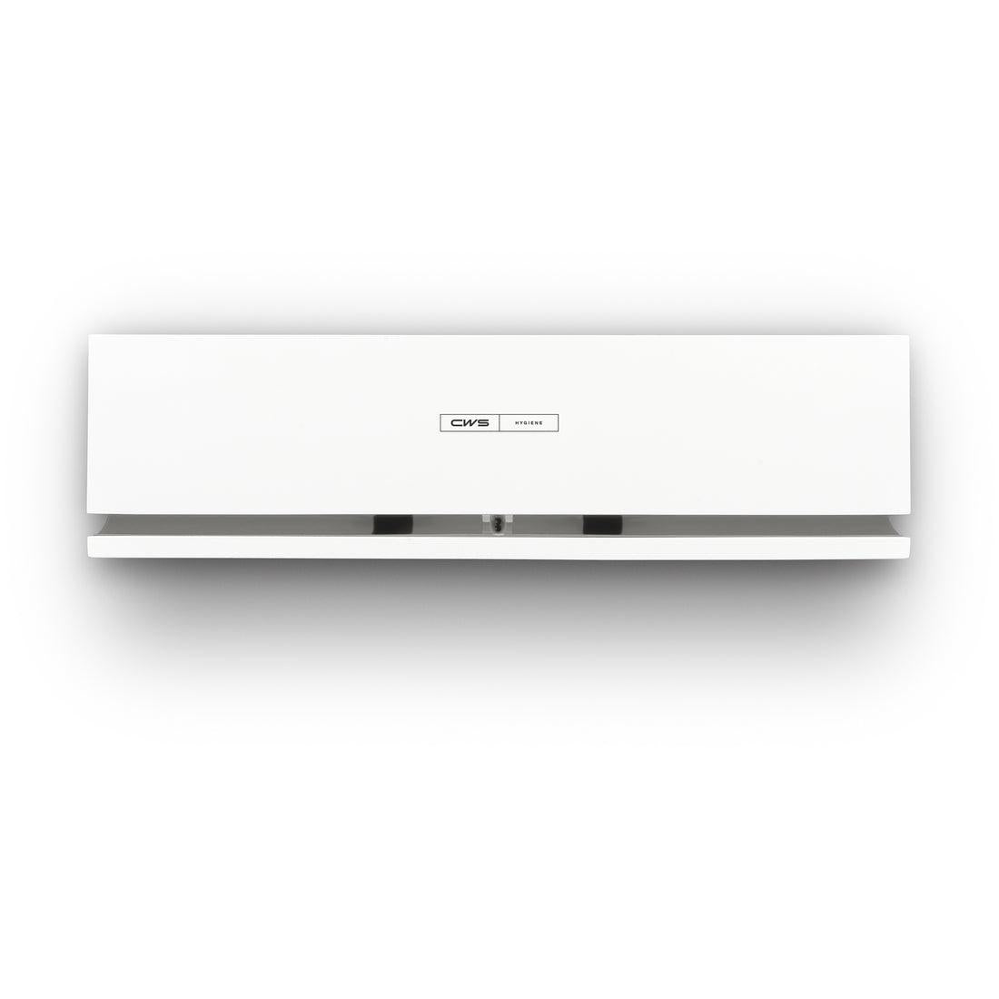 Is painéal balla bán simplí, dronuilleogach é painéal tosaigh CWS don dáileoir cumhra Air Bar le lógó beag CWS sa lár agus asraon aeir infheicthe sa chuid íochtair, a léiríonn dearadh nua-aimseartha.