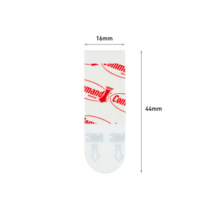 A single Command™ Poster Strip 17024 from 3M Deutschland GmbH is depicted vertically (16mm x 44mm); the top is branded in red, the bottom is translucent with gray "3M" text - ideal for residue-free poster mounting.
