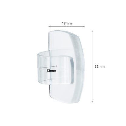Command™ transparent clips for round cables, 17017CLR (4 clips + 5 strips) from 3M Deutschland GmbH: Transparent cable clips, dimensions: 19mm wide, 32mm high, 13mm deep. Perfect for cable attachment depicted on a white background.