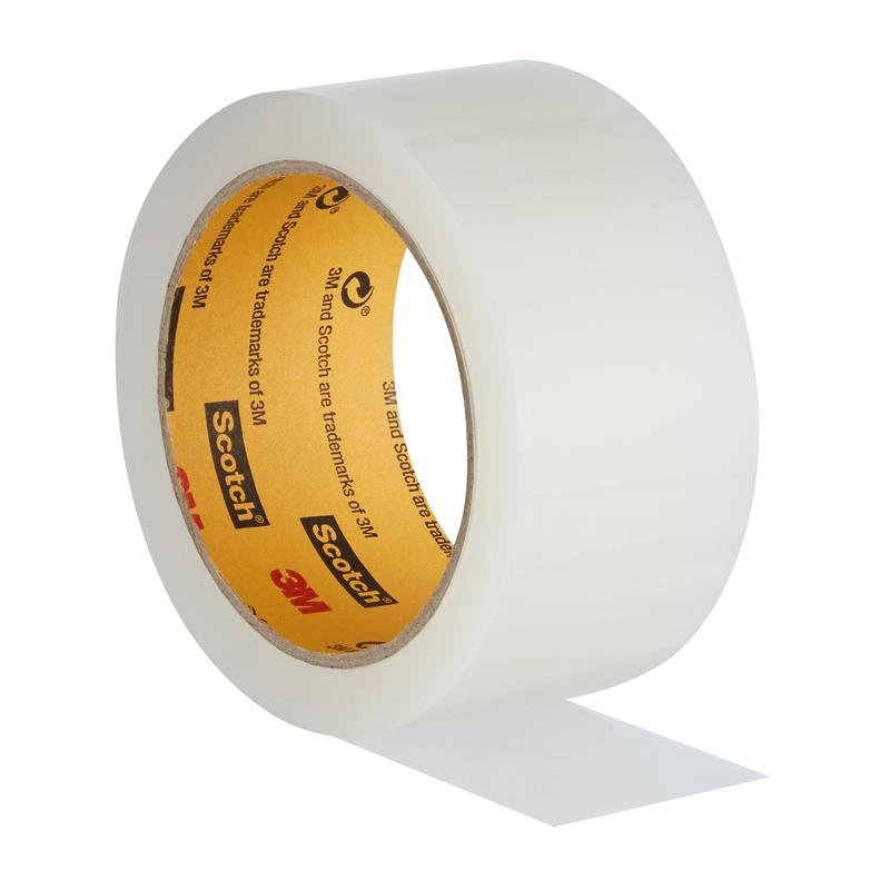 A roll of Scotch® Extremium™ INVISIBLE High-Performance Tape (20 m x 48 mm) from 3M Deutschland GmbH is depicted with the tape pulled out, with the inner core featuring Scotch and 3M logos visible against a white background. The package contains 1 roll.
