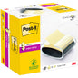 Ein schwarzer Post-it® Z-Notes Dispenser (PRO) mit 90 gelben Super Sticky Z-Notes (76 mm x 76 mm) von 3M Deutschland GmbH.