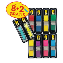 Das 3M Deutschland GmbH Post-it® Index Haftstreifen Mini Set (11,9 x 43,2 mm) enthält sortierte Farben und blau/gelbe Indexpfeile, mit Promotion "8+2 GRATIS" für einfache Dokumentenmarkierung-insgesamt: 8 Spender + 4 gratis pro Packung.