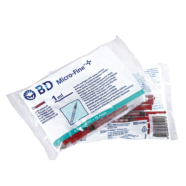 Micro-Fine Plus insulin syringe U40 with cannula, 1ml, 0.33 x 12.7 mm | Pack (100 pieces)