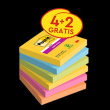 Post-it® Super Sticky Notes, Carnival Collection, 76 mm x 76 mm, Promotion, 90 sheets/pad, 4 pads + 2 free/pack, 100% PEFC, SGSCH-PEFC-COC-110078 | Pack (6 pieces)