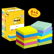 Nótaí Post-it® , Bailiúchán Fuinniúil, 76mm x 76mm, Cur Chun Cinn, 90 Bileog/Pad, 8 bPad + 4 Saor/Pacáiste, Pacáistiú Cairtchláir, 100% PEFC, SGSCH-PEFC-COC-110078 | Pacáiste (12 phíosa)