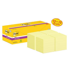 Nótaí Sárghreamaitheacha Post-it®, Buí, 76mm x 76mm, Cur Chun Cinn, 90 Bileog/Ceap, 12 Phloc + 12 Saor/Pacáiste, Pacáistiú Cairtchláir, 100% PEFC, SGSCH-PEFC-COC-110078 | Pacáiste (24 píosa)