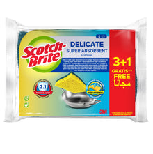 Scotch-Brite® Spúinse glantacháin snáithíní nádúrtha íogair neamh-scratch, 3 + 1 ríomhaire. | Pacáiste (4 phíosa)